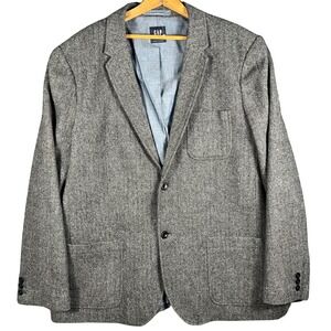Gap Blazer Mens XXL Gray Herringbone Wool Blend 2-Button Sport Coat NWOT